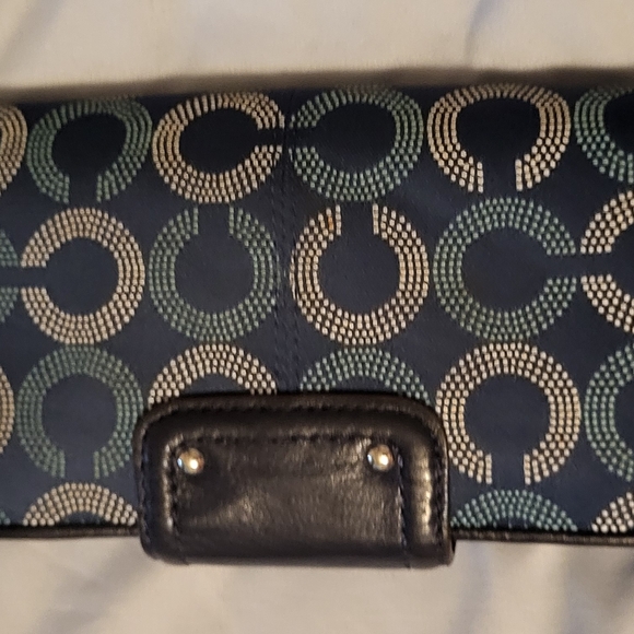 Coach Navy and Green Women's Wallet - Picture 2 of 5